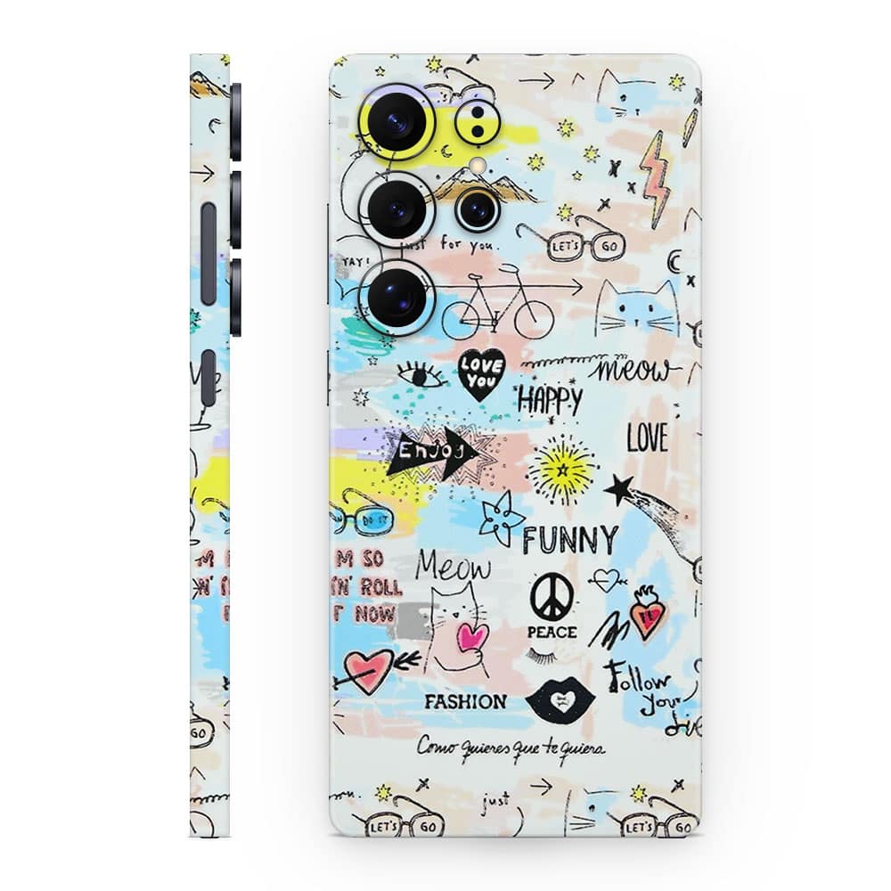 Galaxy s25 ultra doodles 3d skin wrapitskin