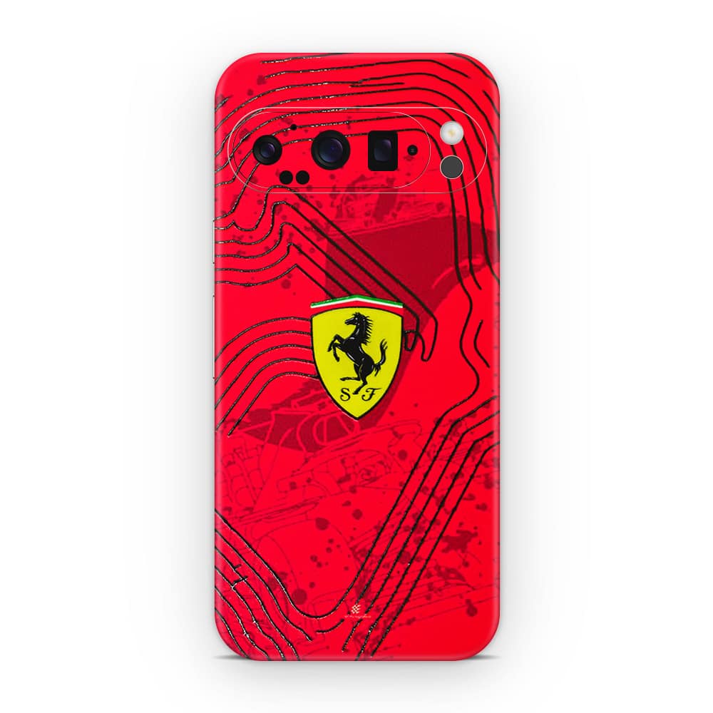 Pixel 9 pro xl ferrari's blaze 3d skin wrapitskin