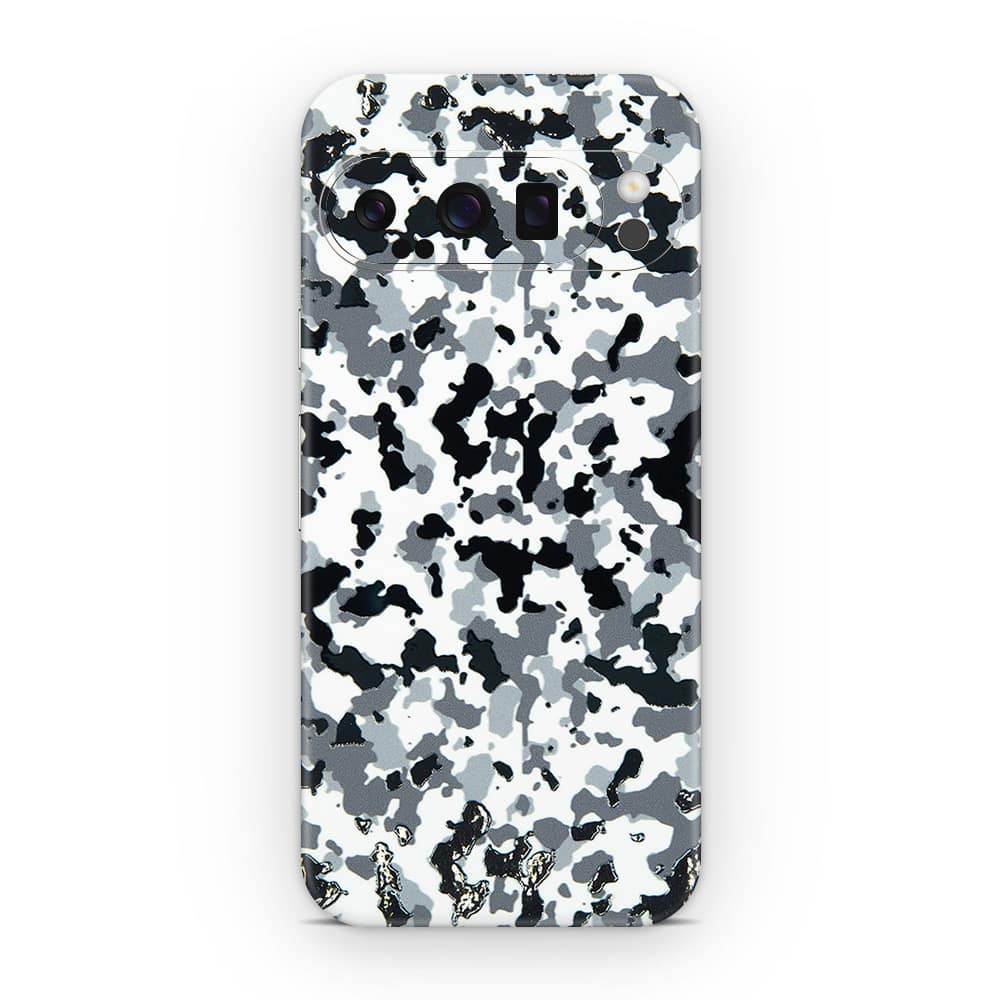 Pixel 9 pro xl snow camo 3d skin wrapitskin