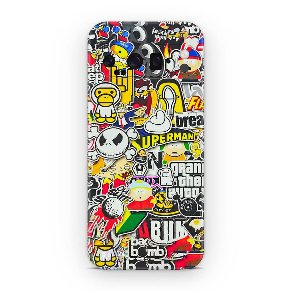 Pixel 9 pro xl sticker bomb 3d skin wrapitskin