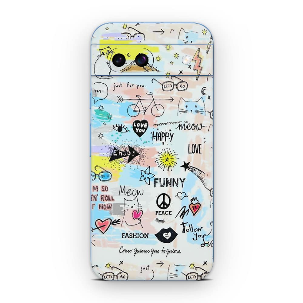 Pixel 8a doodles 3d skin wrapitskin