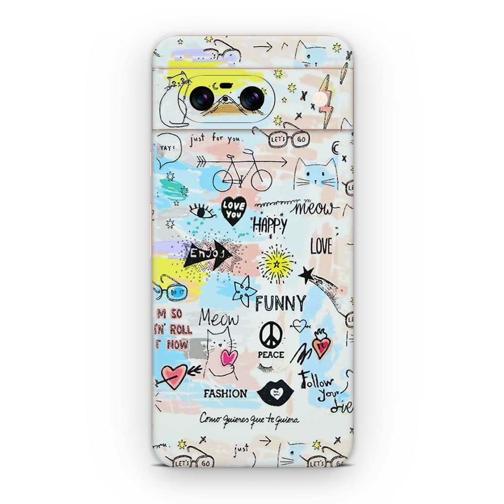 Pixel 8 doodles 3d skin wrapitskin