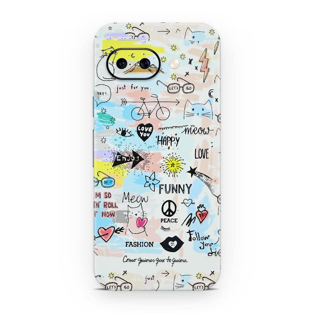 Pixel 9a doodles 3d skin wrapitskin