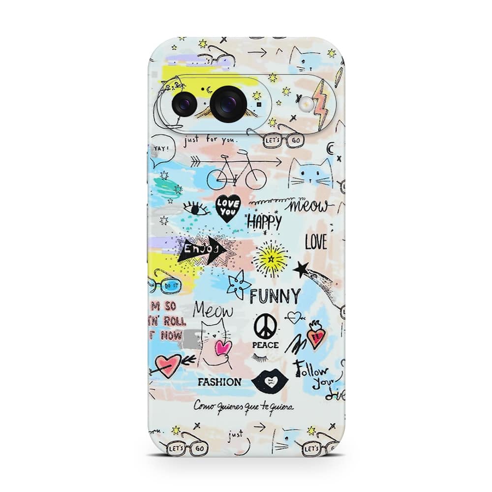 Pixel 9 doodles 3d skin wrapitskin