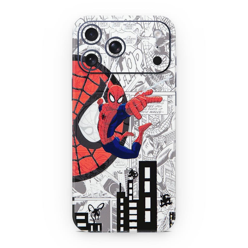 Iphone 17 pro max spiderman comic 3d skin wrapitskin