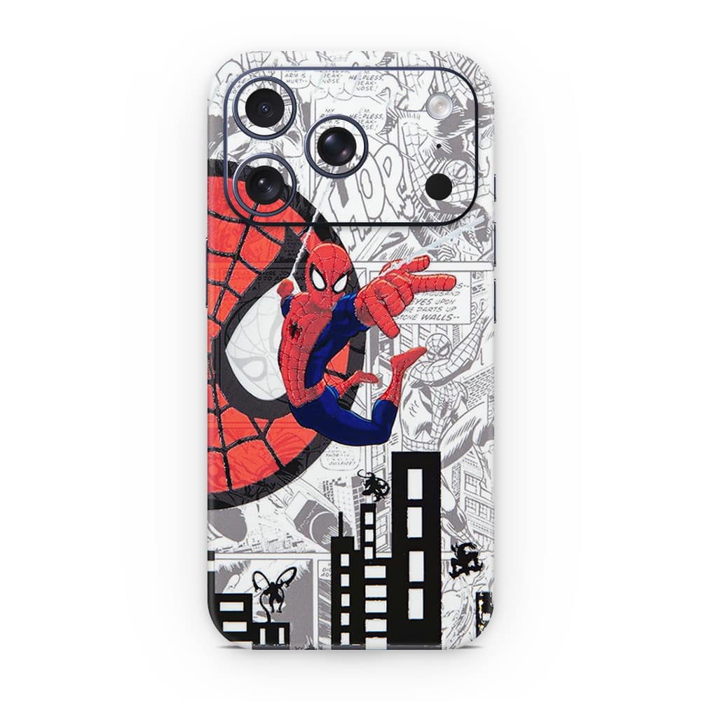 Iphone 17 pro spiderman comic 3d skin wrapitskin