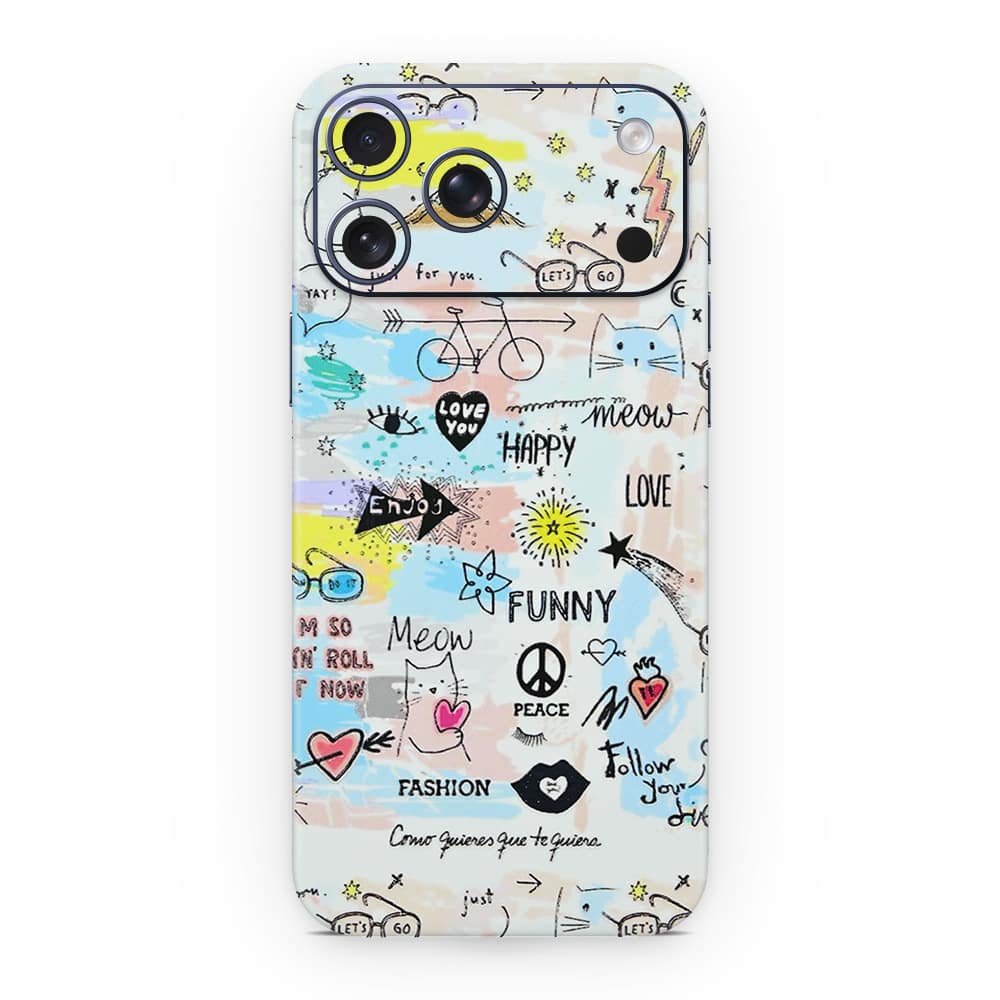 Iphone 17 pro max doodles 3d skin wrapitskin