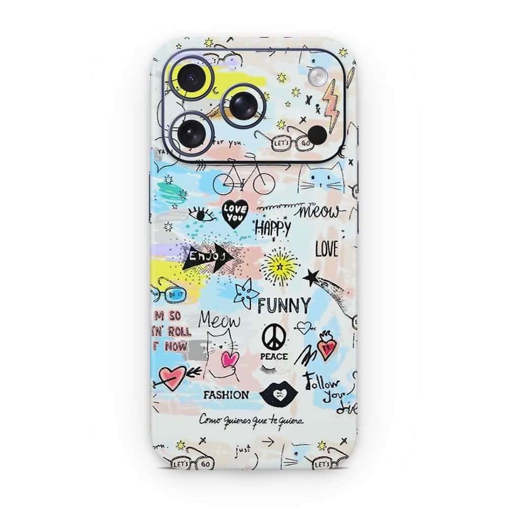Iphone 17 pro doodles 3d skin wrapitskin