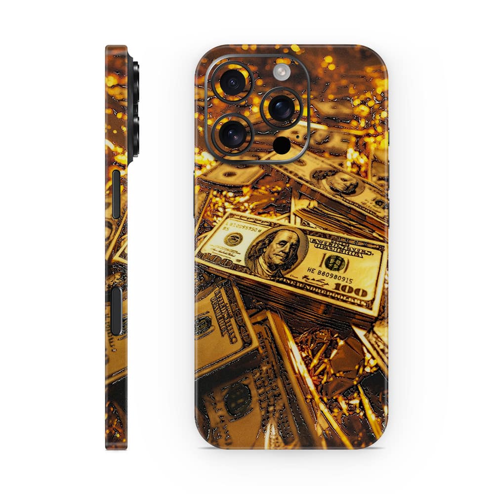 Iphone 16 pro golden dollar 3d skin wrapitskin