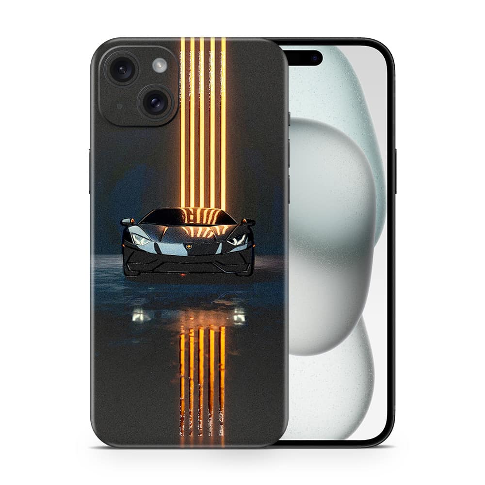 Iphone 15 plus lamborghini black 3d skin wrapitskin