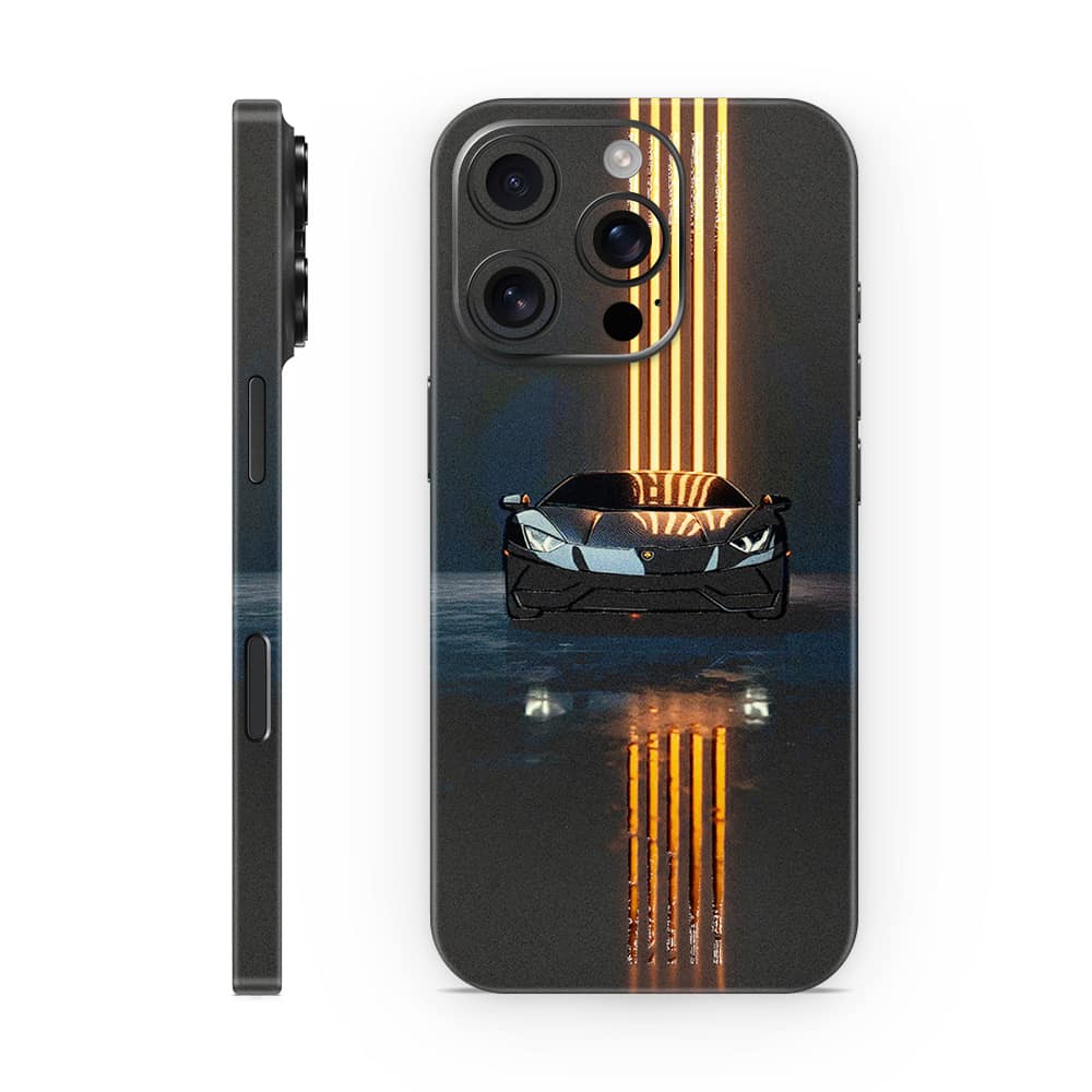 Iphone 16 pro lamborghini black 3d skin wrapitskin