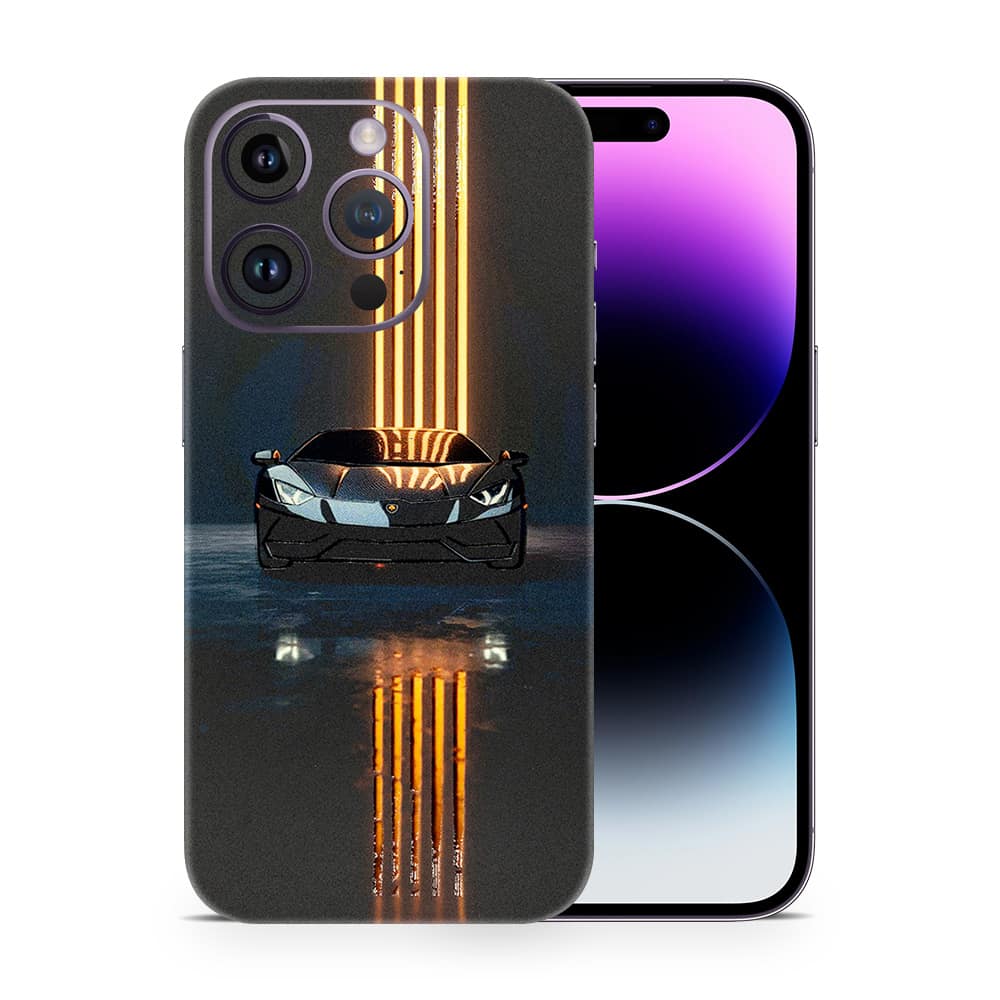 Iphone 14 pro max lamborghini black 3d skin wrapitskin