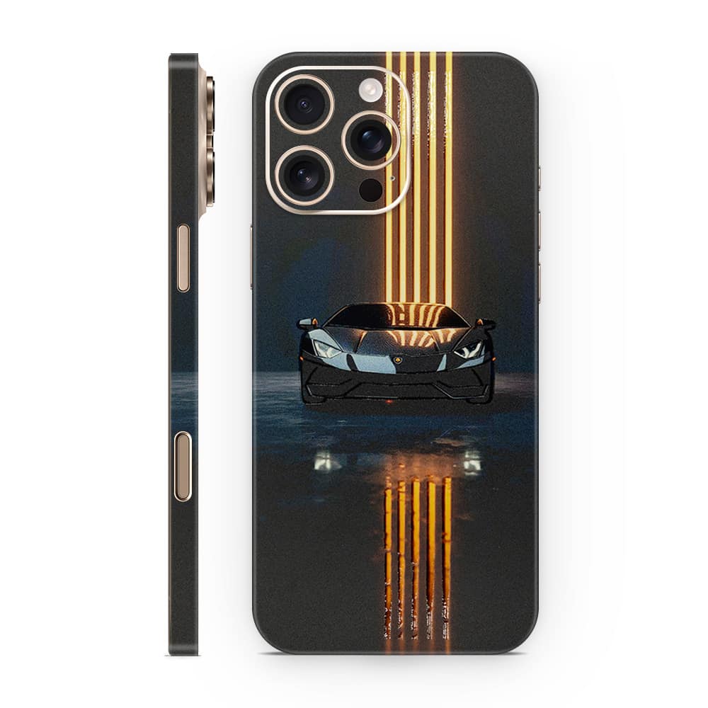 Iphone 16 pro max lamborghini black 3d skin wrapitskin