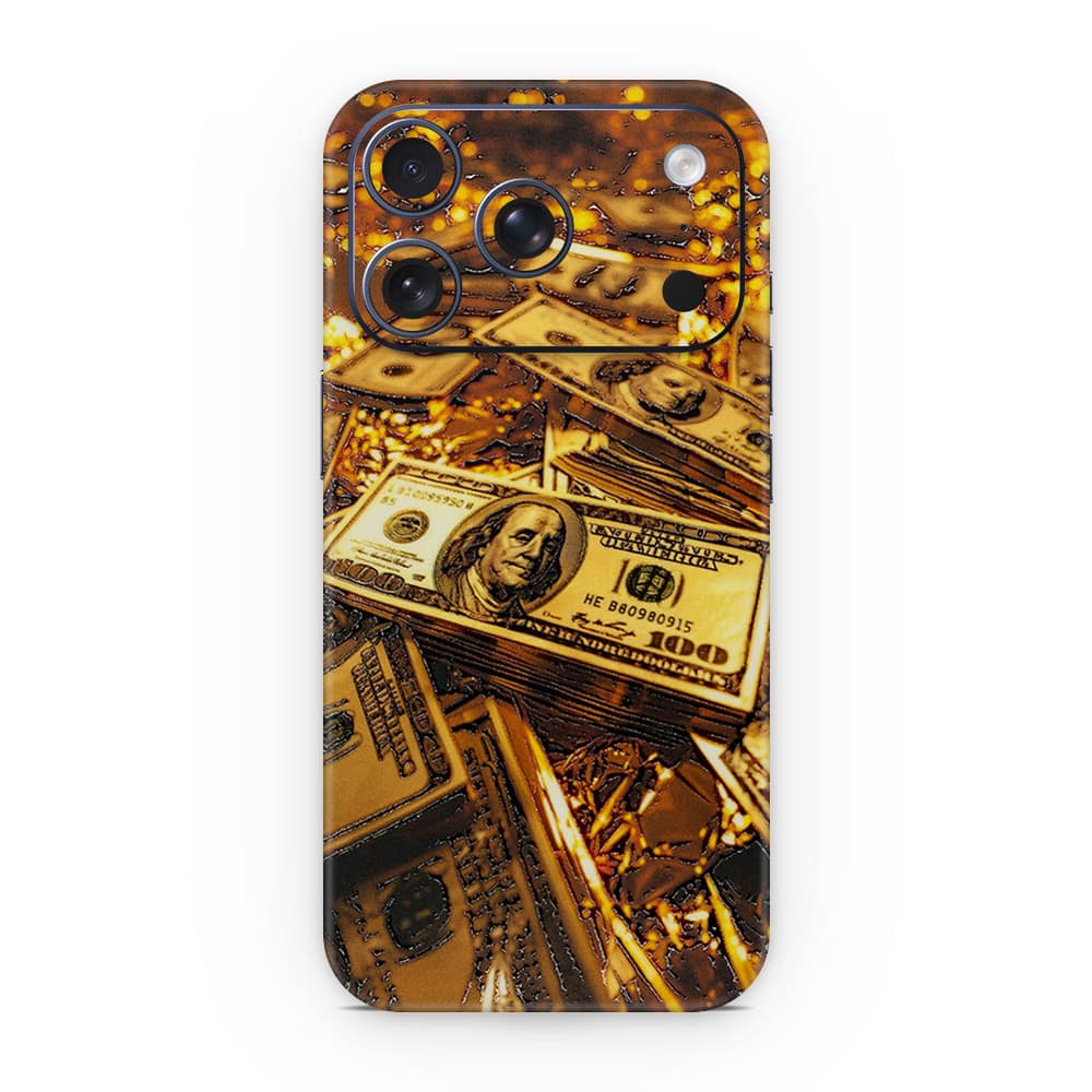 Iphone 17 pro golden dollar 3d skin wrapitskin