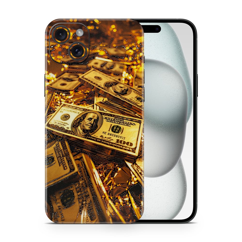 Iphone 15 golden dollar 3d skin wrapitskin