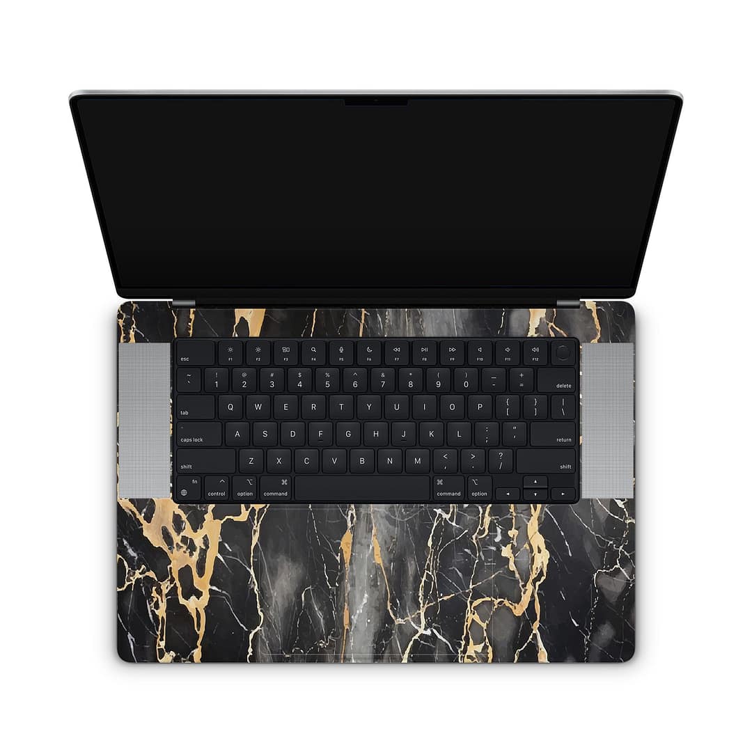 Macbook pro 16'' (m2,2023) black gold fusion art skin | wrapitskin