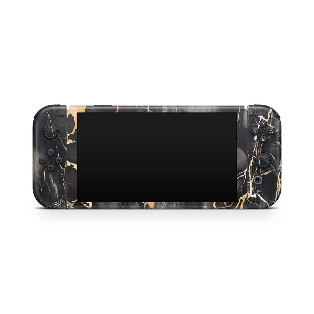 Nintendo switch oled black gold fusion art skin | wrapitskin