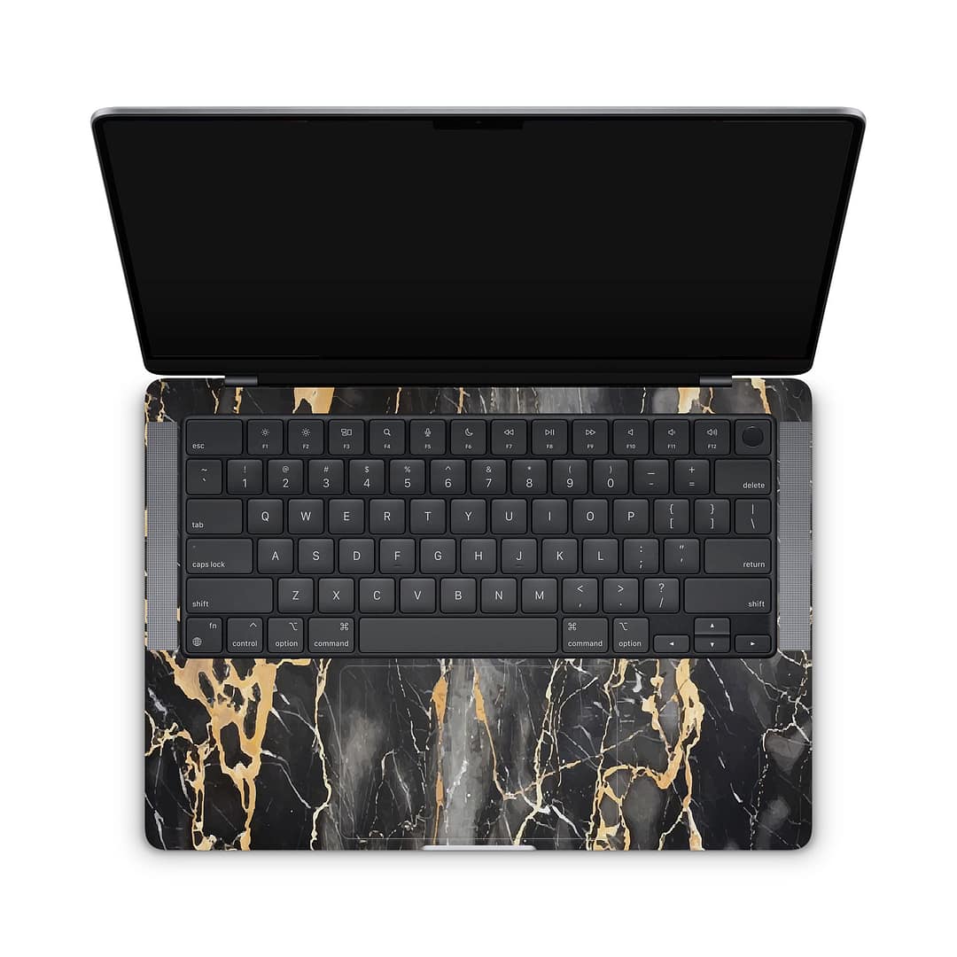 Macbook pro 14'' (2021) black gold fusion art skin | wrapitskin