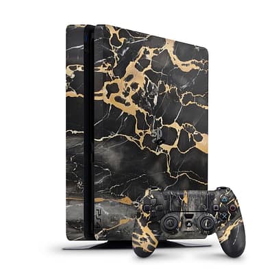 Playstation 4 Slim Black Gold Fusion Art Skin WrapitSkin