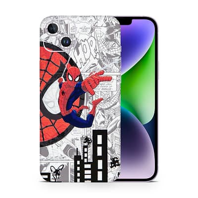 iPhone 14 Plus Spiderman Comic 3D Skin WrapitSkin
