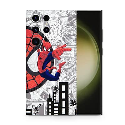 Galaxy S23 Ultra Spiderman Comic 3D Skin WrapitSkin