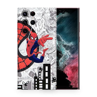Galaxy S22 Ultra Spiderman Comic 3D Skin WrapitSkin
