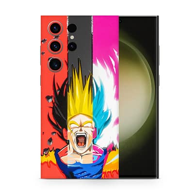 Galaxy S23 Ultra Angry Goku 3D Skin WrapitSkin