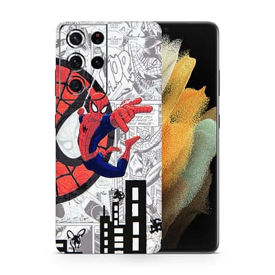 Galaxy S21 Ultra Spiderman Comic 3D Skin WrapitSkin