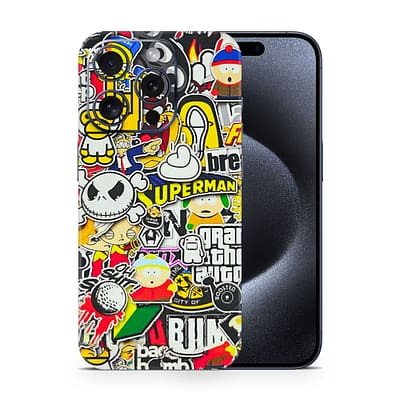 iPhone 15 Pro Sticker Bomb 3D Skin WrapitSkin