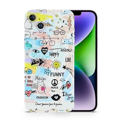 iPhone 14 Plus Doodles 3D Skin WrapitSkin