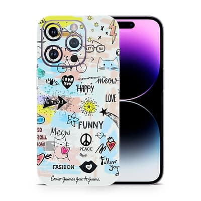 iPhone 14 Pro Max Doodles 3D Skin WrapitSkin
