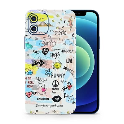 iPhone 12 Doodles 3D Skin WrapitSkin
