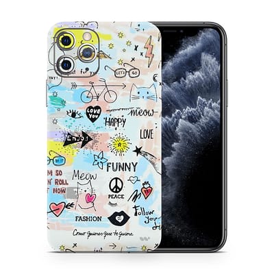 iPhone 11 Pro Max Doodles 3D Skin WrapitSkin