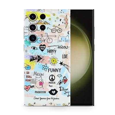 Galaxy S23 Ultra Doodles 3D Skin WrapitSkin