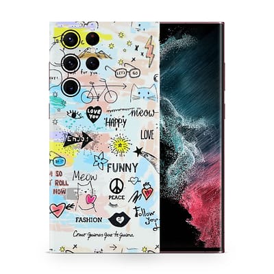 Galaxy S22 Ultra Doodles 3D Skin WrapitSkin