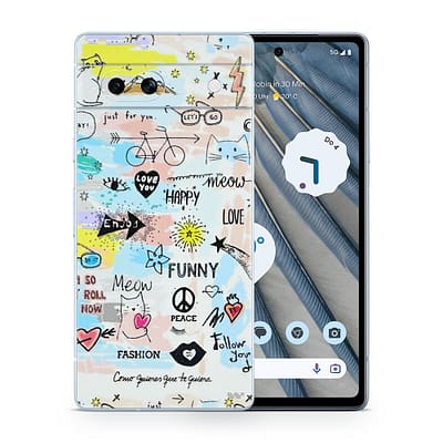 Pixel 7A Doodles 3D Skin WrapitSkin