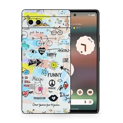 Pixel 6A Doodles 3D Skin WrapitSkin