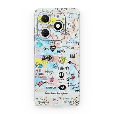 Tecno Spark 20 Doodles 3D Skin WrapitSkin