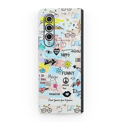 Galaxy Z Fold 3 Doodles 3D Skin WrapitSkin