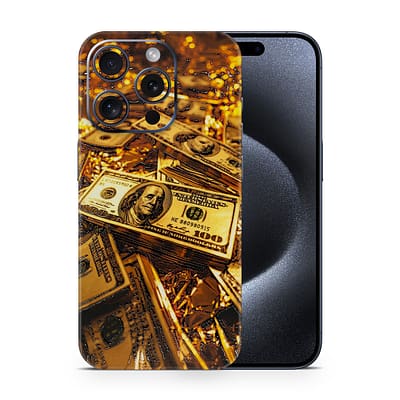 iPhone 15 Pro Golden Dollar 3D Skin WrapitSkin